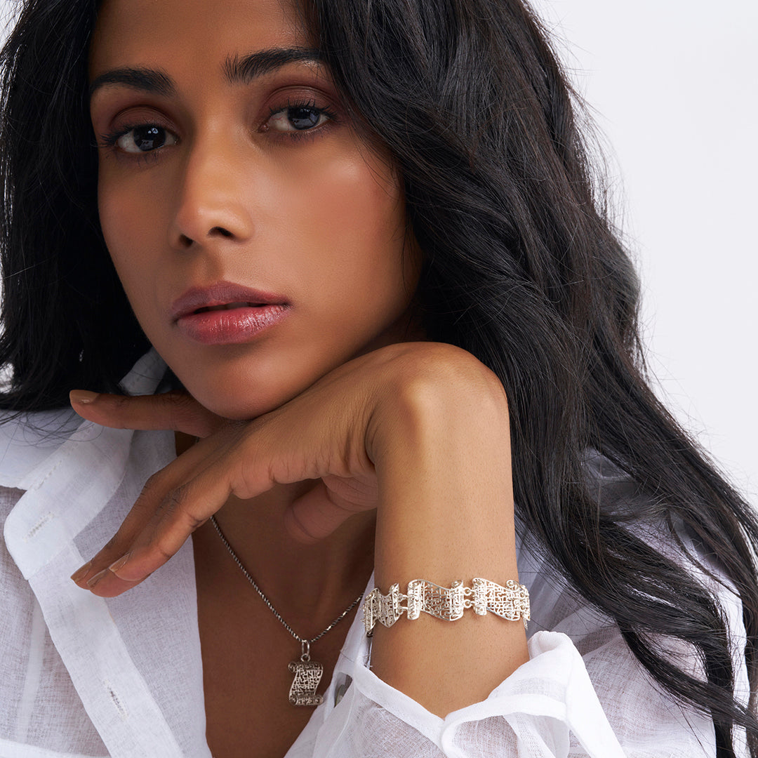 6 Prayer Scroll Silver Bracellet