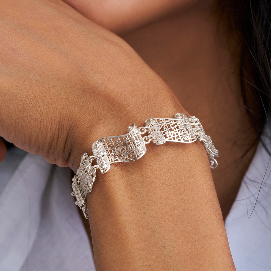 6 Prayer Scroll Silver Bracellet