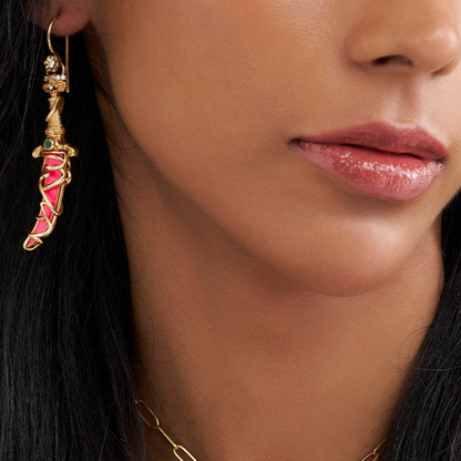 Kirpan Inspired Earrings (Gold &amp; Diamonds)