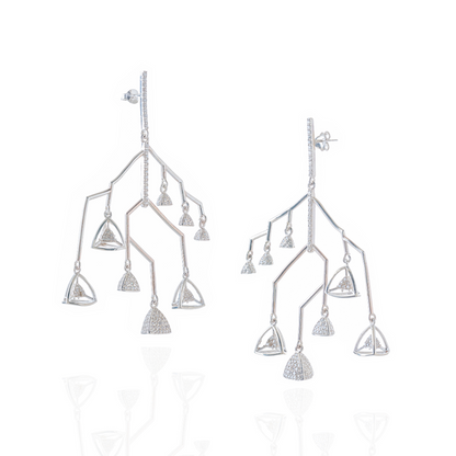 3 Space Dangle Branch Earrings (925 Sterling Silver)