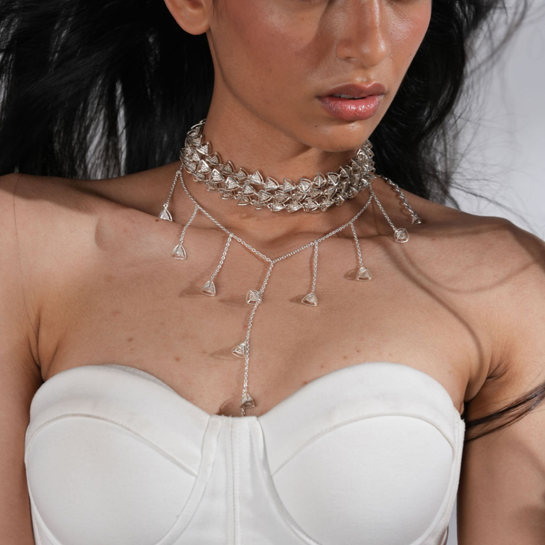 3 Space Drizzle Necklace (925 Sterling Silver)