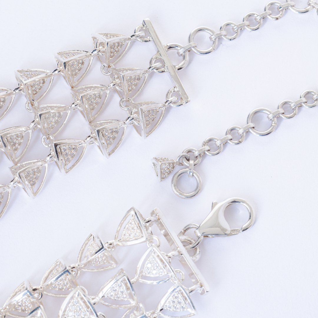 3 Space Frost Choker Necklace (925 Sterling Silver)
