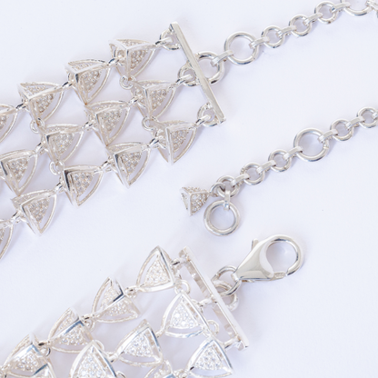 3 Space Frost Choker Necklace (925 Sterling Silver)