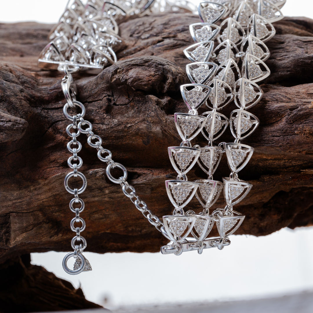 3 Space Frost Choker Necklace (925 Sterling Silver)