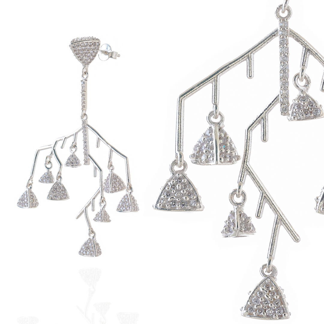 3 Space Branch Earrings (925 Sterling Silver)