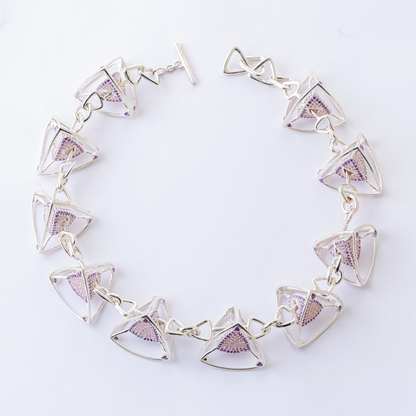 3 Space Prism Links Necklace (925 Sterling Silver)