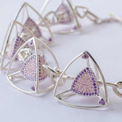 3 Space Prism Links Necklace (925 Sterling Silver)