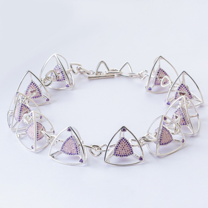 3 Space Prism Links Necklace (925 Sterling Silver)