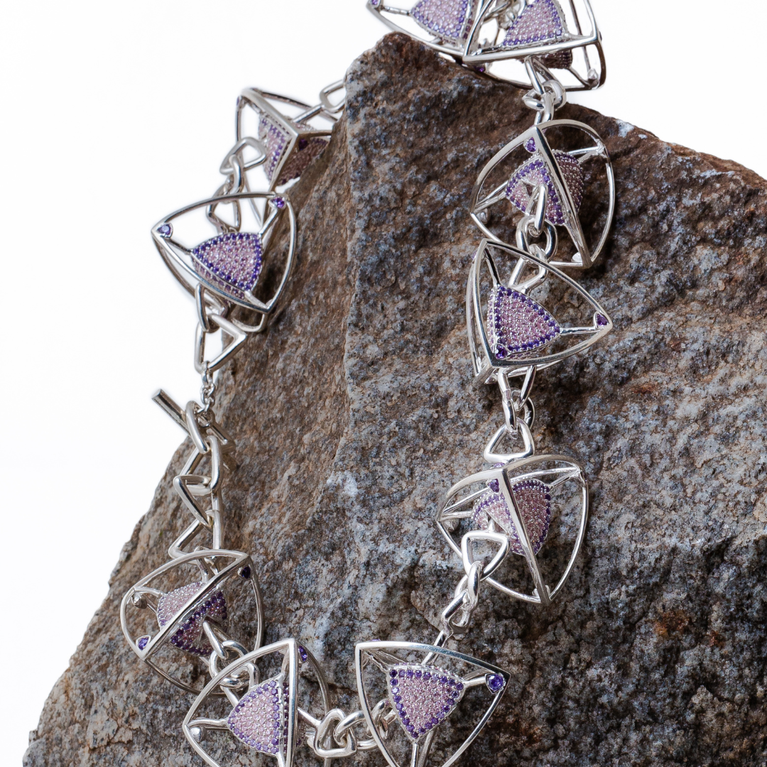 3 Space Prism Links Necklace (925 Sterling Silver)