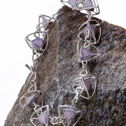 3 Space Prism Links Necklace (925 Sterling Silver)