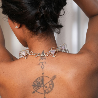 3 Space Prism Links Necklace (925 Sterling Silver)