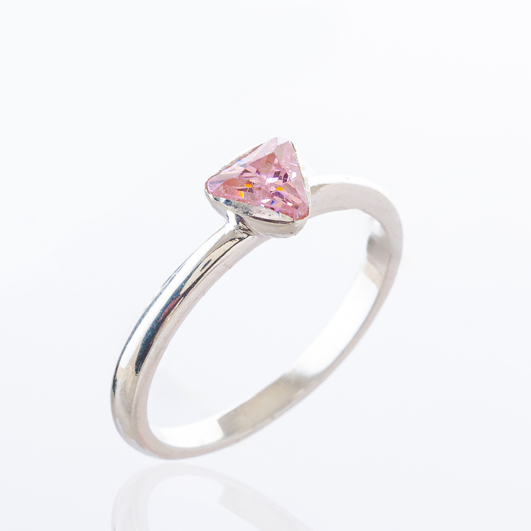 3 Space Blush Spark Ring (925 Sterling Silver) Size - US 6.5