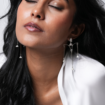 3 Space Chandelier-Drop Earrings (925 Sterling Silver)