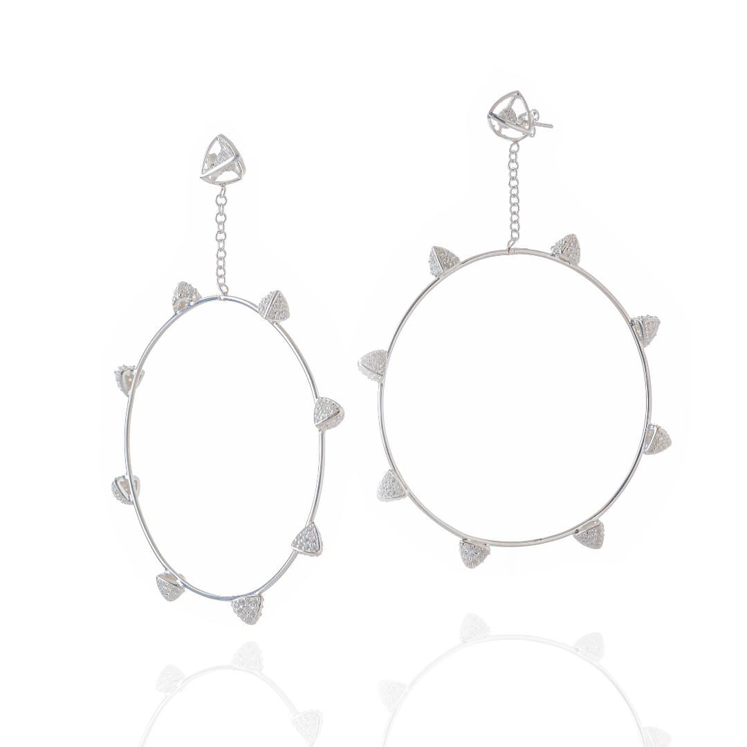 3 Space Orbit-Halo Earrings (925 Sterling Silver)