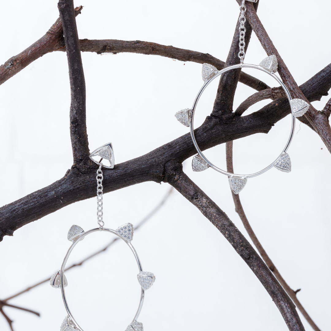 3 Space Orbit-Halo Earrings (925 Sterling Silver)