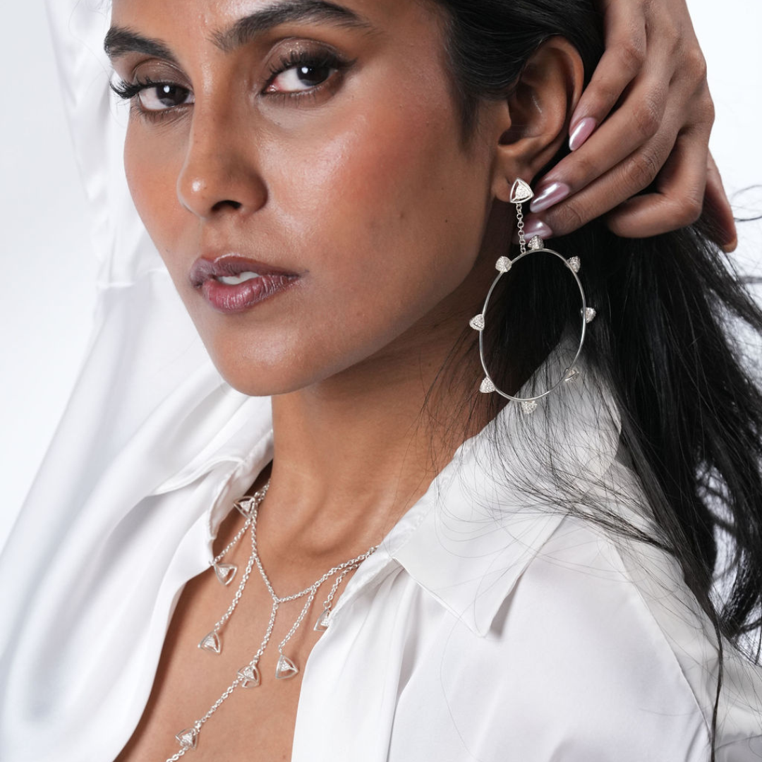 3 Space Large Orbit-Halo Earrings (925 Sterling Silver)
