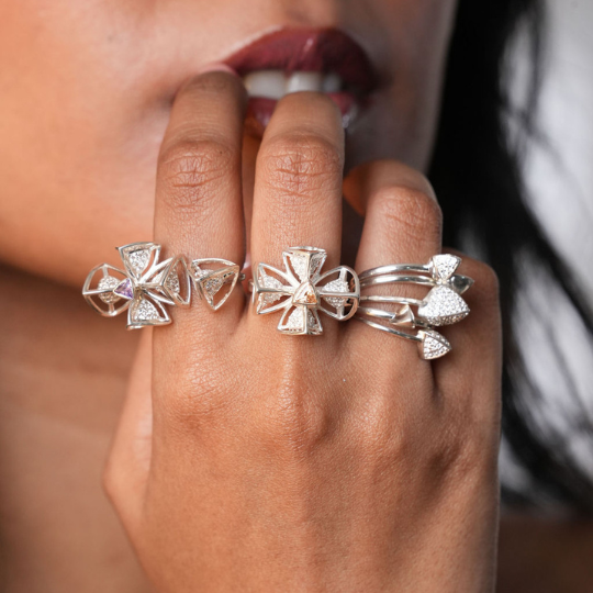 3 Space Shine Ring (925 Sterling Silver)