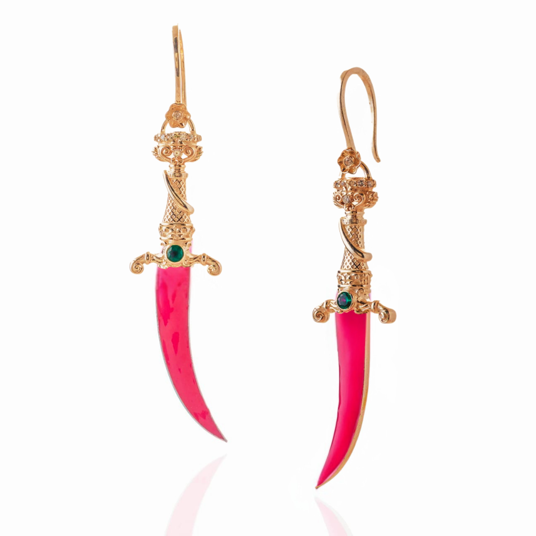 Kirpan Inspired Earrings (Gold-18KT) ( Without Jacket)