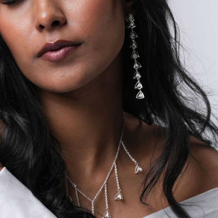3 Space Cascade Earrings (925 Sterling Silver)