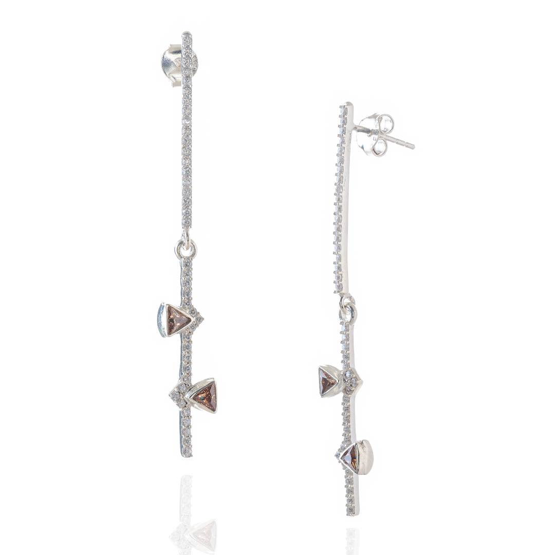 3 Space Celestine Danglers Earrings (925 Sterling Silver)