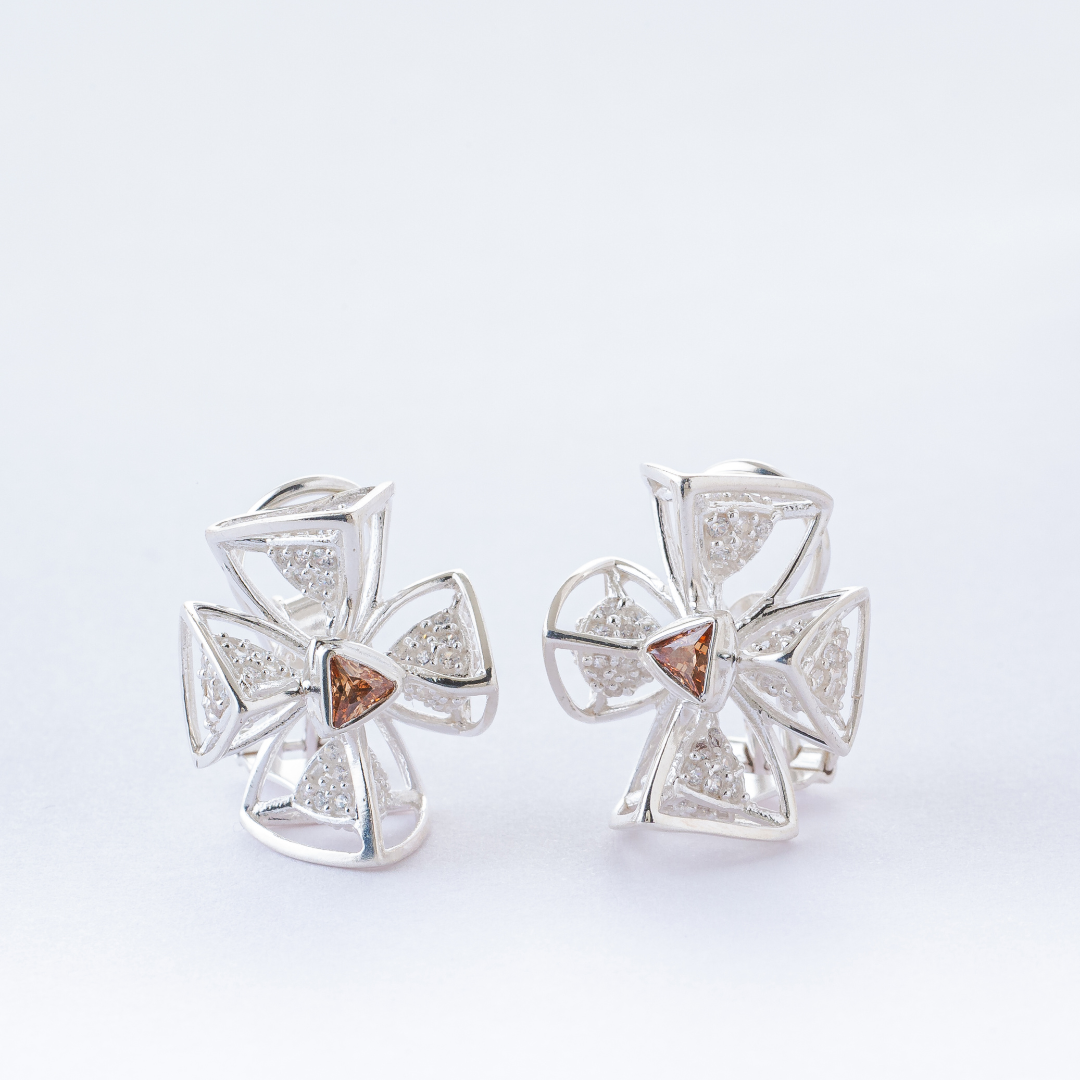 3 Space Aria Bloom Earrings  (925 Sterling Silver)
