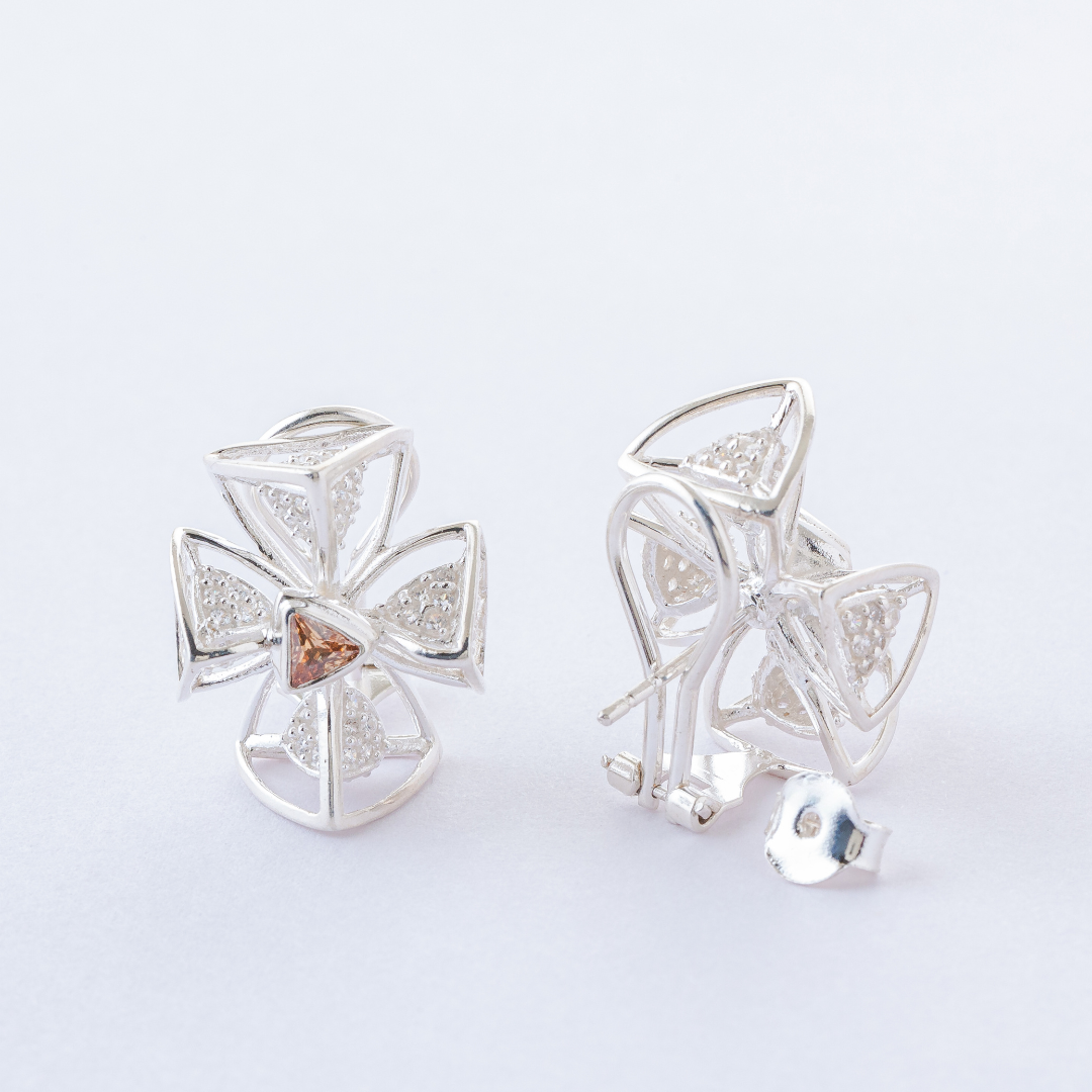 3 Space Aria Bloom Earrings  (925 Sterling Silver)