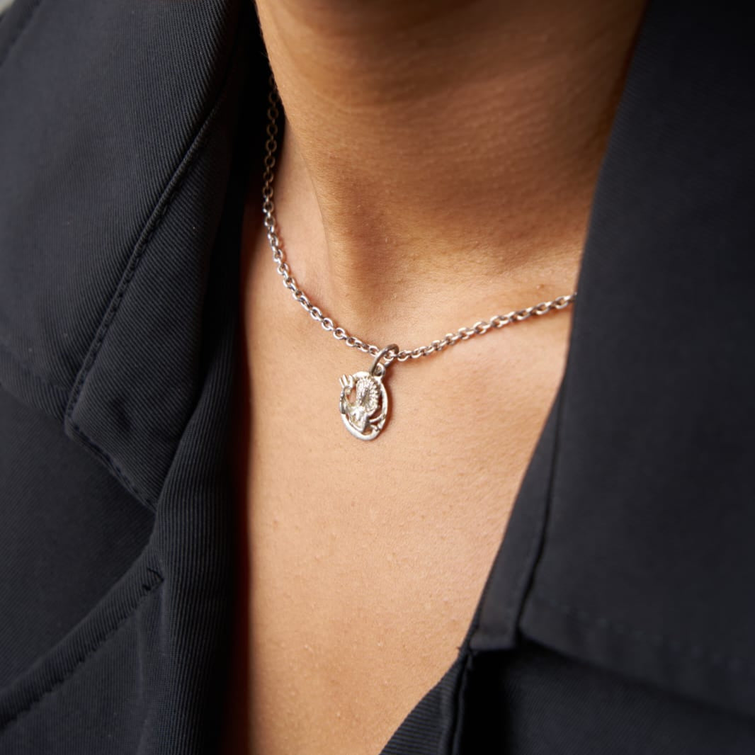 Durga Charm Pendant -Silver(Mini Sculpture)