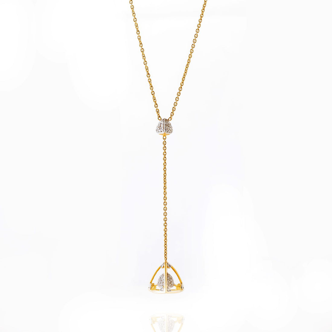 3 Space Collection Necklace Y-Shaped (Gold &amp; Diamond - 18kt)