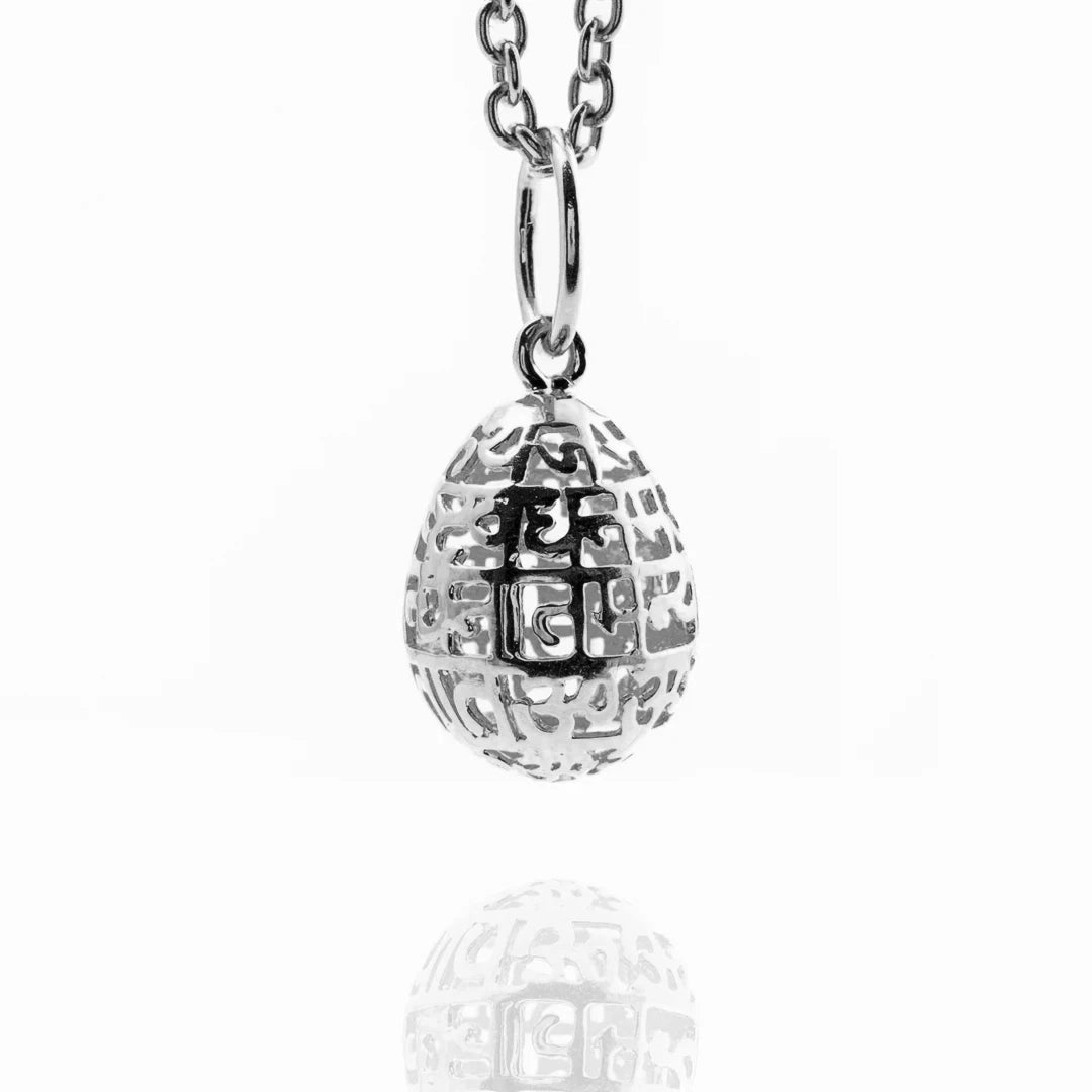 Mahamritunjaya Mantra Prayer ( pendant egg - Silver)