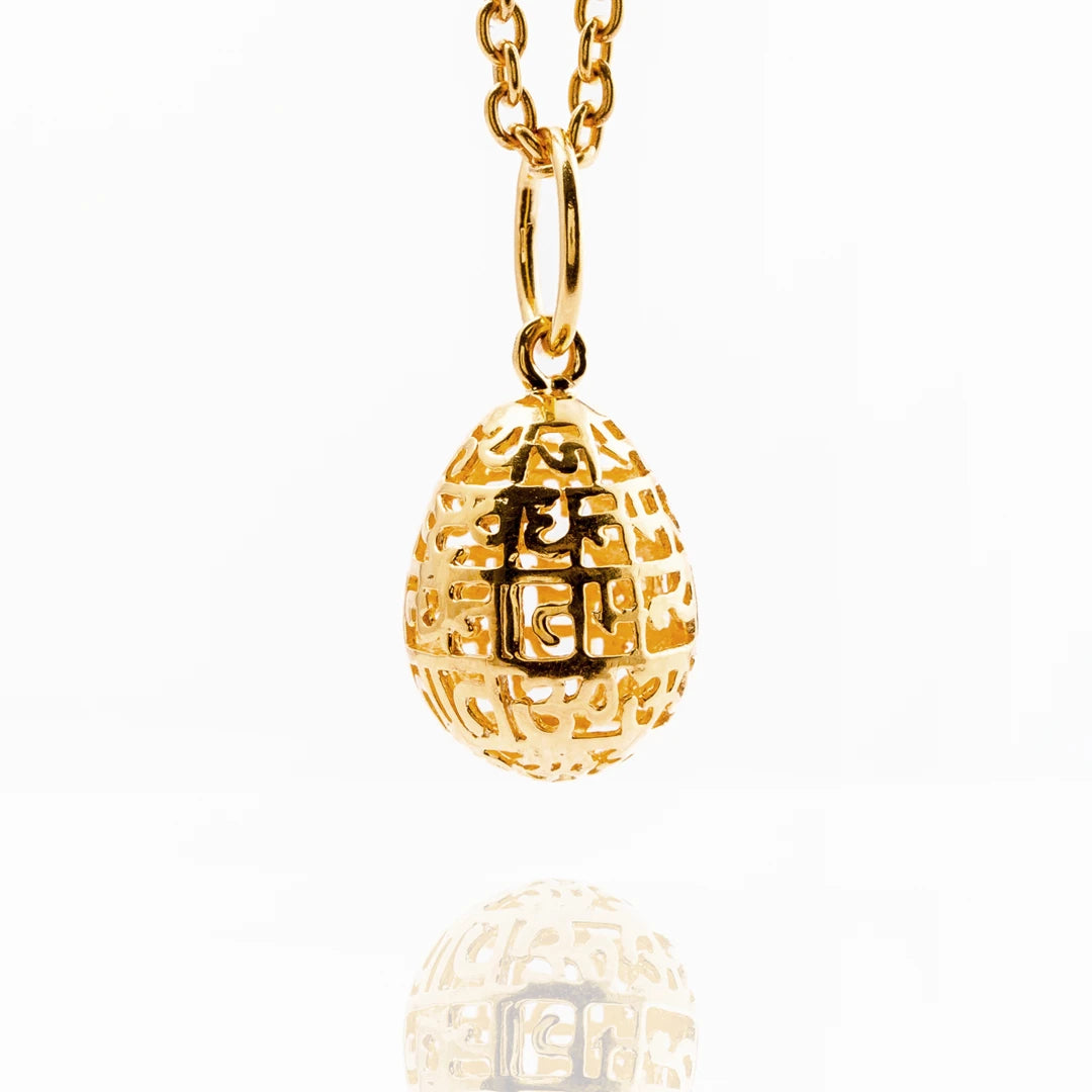 Maha Mrityunjaya Mantra Prayer Egg ( Pendant Gold )