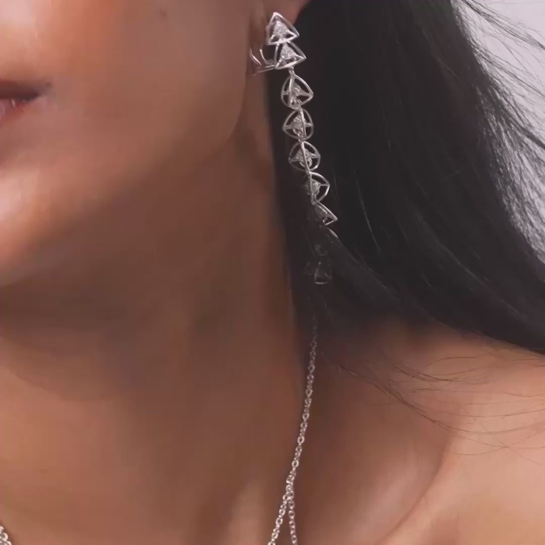 3 Space Cascade Earrings (925 Sterling Silver)