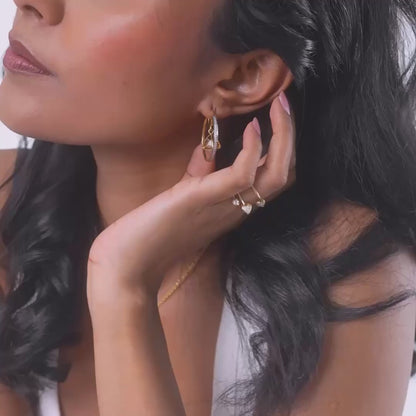 3 Space Collection Earrings (Gold &amp; Diamond - 18kt)